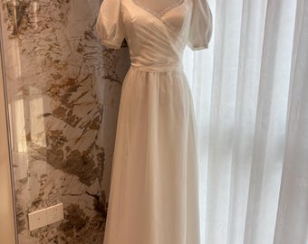 White Regency Empire Dress in Chiffon - Etsy