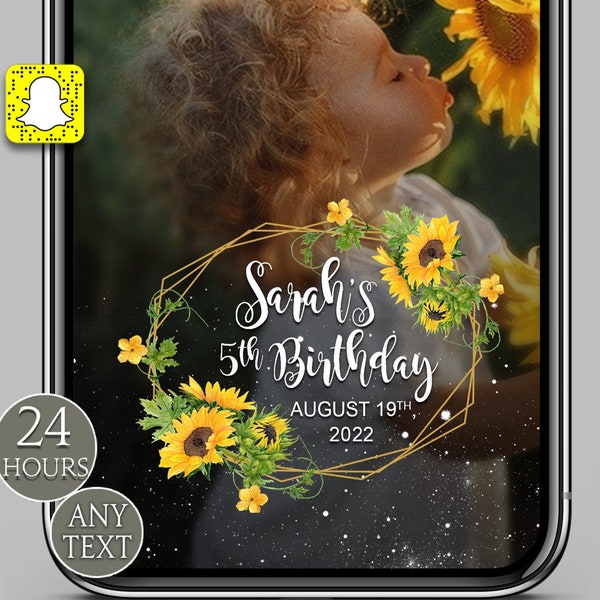 Sunflower Themed Snapchat geotag 2022, Personalised geofilter for birthday or baby shower, Snapchat filter idea for sunflower themed party