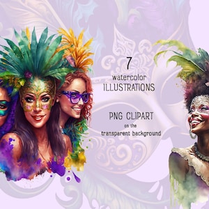 Clipart Mardi Gras PNG, dessins de sublumation de la Nouvelle-Orléans, ORLA NOLA, imprimables de fête violets et verts, PNG coloré de Louisiane, Mardi gras
