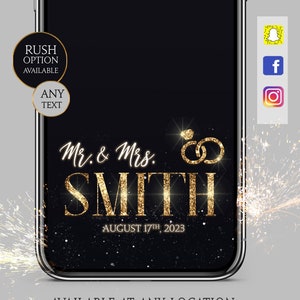 Wedding Snapchat filter 2023, Instagram and Facebook overlay for wedding or engagement, Mr & Mrs Personalized social media template