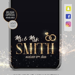 Wedding Snapchat filter 2023, Instagram and Facebook overlay for wedding or engagement, Mr & Mrs Personalized social media template