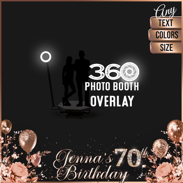 Birthday 360 Photo Booth Overlay,  Custom Template for Touchpix, Lumabooth, RevoSpin, Personalized 50th, 60th, 70th Birthday Party Layout