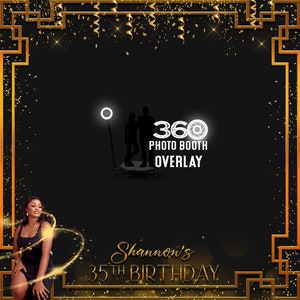 360 photobooth overlay for Harlem Nights themed party, Roaring 20s layout, Personalized Resizable Template | Any size and photoboth software