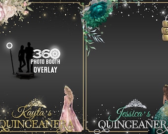 Quinceañera Birthday 360 Photo Booth Overlay,  Custom Template for Touchpix, Lumabooth, RevoSpin, Personalized 15th Birthday Party Layout