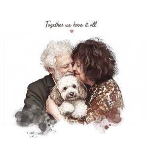 Individuelles Familien Portrait - Handgezeichnete Tusche & Aquarell Illustration - Geschenk für Eltern, Geschenk zum Jahrestag, für Paare, Wohnkultur