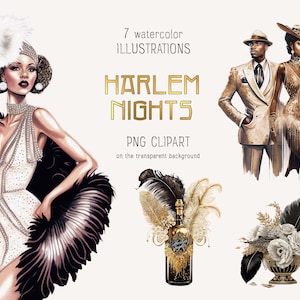 1920s Party Watercolor Clipart - Design Cuts