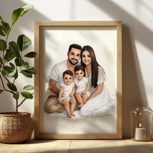 Custom Portrait from Photo, Watercolor Family Illustration, Commissioned Art, Personalized Painting