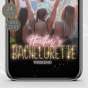 Bachelorette Instagram filter 2024, Snapchat lens for bridal shower or engagement party, Personalised hen party filter, Bach party gift idea