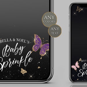 Butterflies themed Snapchat design for any occasion, Baby sprinkle lens, Personalized Snapchat lens for baby shower or birthday party