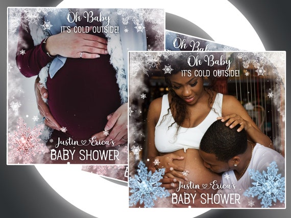 Winter Baby Shower 360 Photo Booth Overlay: Personalized Snowflake Design