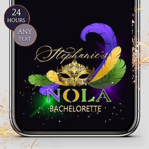Personalized Mardi Gras Snapchat Filter: NOLA Bachelorette Party Overlay