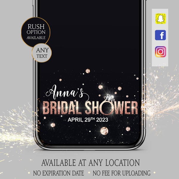 Bridal shower Snapchat filter 2023, Instagram and Facebook design for Bachelorette party, Personalized hen party social media template