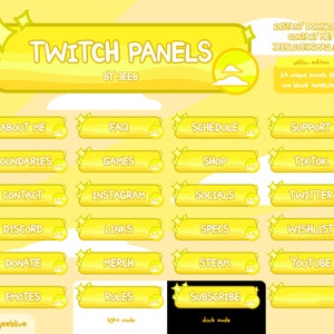 NEW Yellow Sun Twitch Panels / Streamer / Aesthetic / Minimalistic / Instant Download / 24x Panels