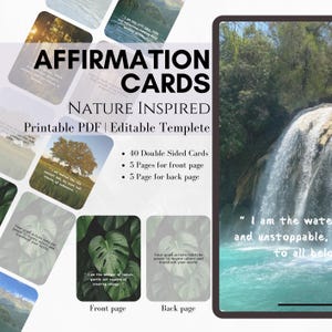 40 tarjetas de afirmación inspiradas en la naturaleza / Soy naturaleza / Yo positivo / Tarjetas de aliento / Recordatorios / PDF imprimible / Canva editable