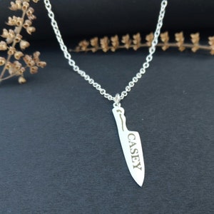 Sterling silver knife pendant with name, Brass pendant with silver plated, Knife pendant, Personalised knife, Best Gift for special one&#39;s