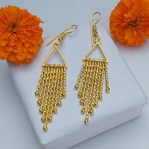 Twisted wire Hanging Earring, Hanging Spiral Gold Earring, Best for Her, Best gift for mom