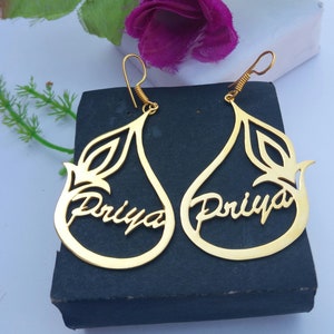 Flower Bud Name Earring, Custom name Earring, Personalised Gift, Best gift for her