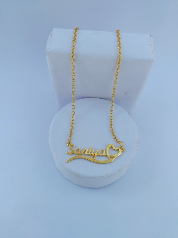 Love Heart Name Necklace 18k Gold Plated Name Necklace Name