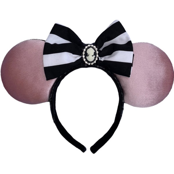 French Pavilion Pink Velvet Mouse Ears Headband