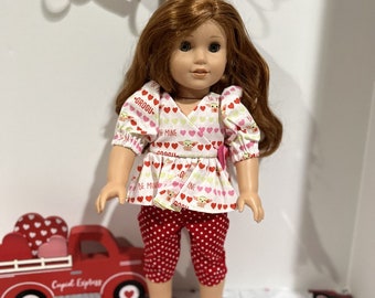 Grogu Valentine Top and Pants for like American Girl Doll