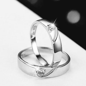 White topaz ring set, couples rings, his and hers rings, wedding ring set, matching rings, topaz ring set, tungsten ring, ring for her.