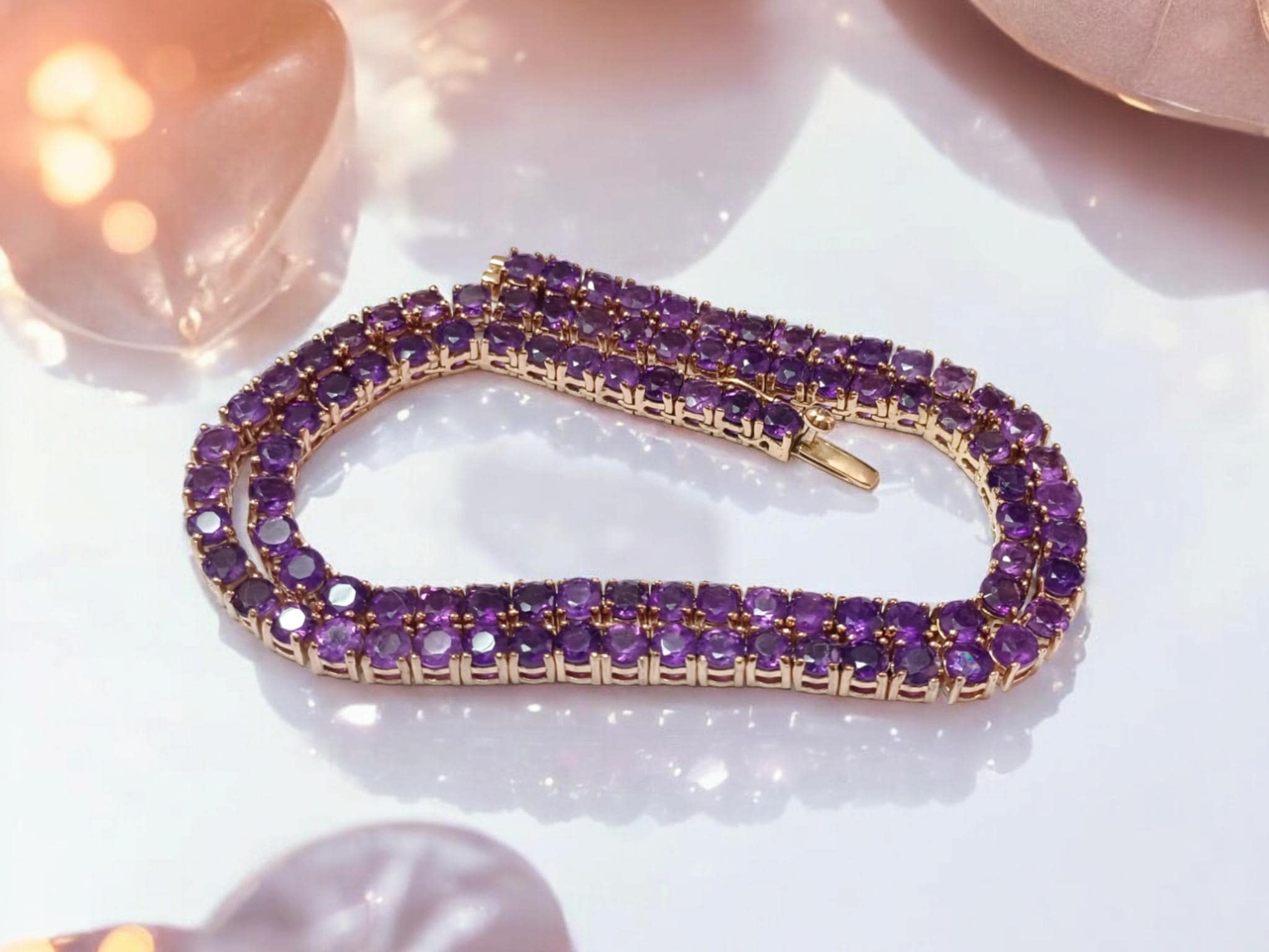 Amethyst tennis necklace top