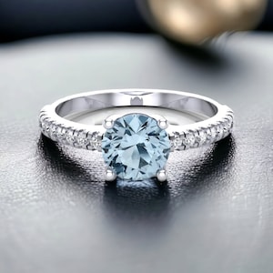 Blue Zircon Ring: Handmade Sterling Silver, Minimalist Style