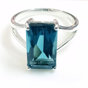 London Blue Topaz Gemstone Ring, 925 Sterling Silver Ring, Handmade Ring, Promise Ring, wedding Ring, Anniversary Ring,Gift For Her.