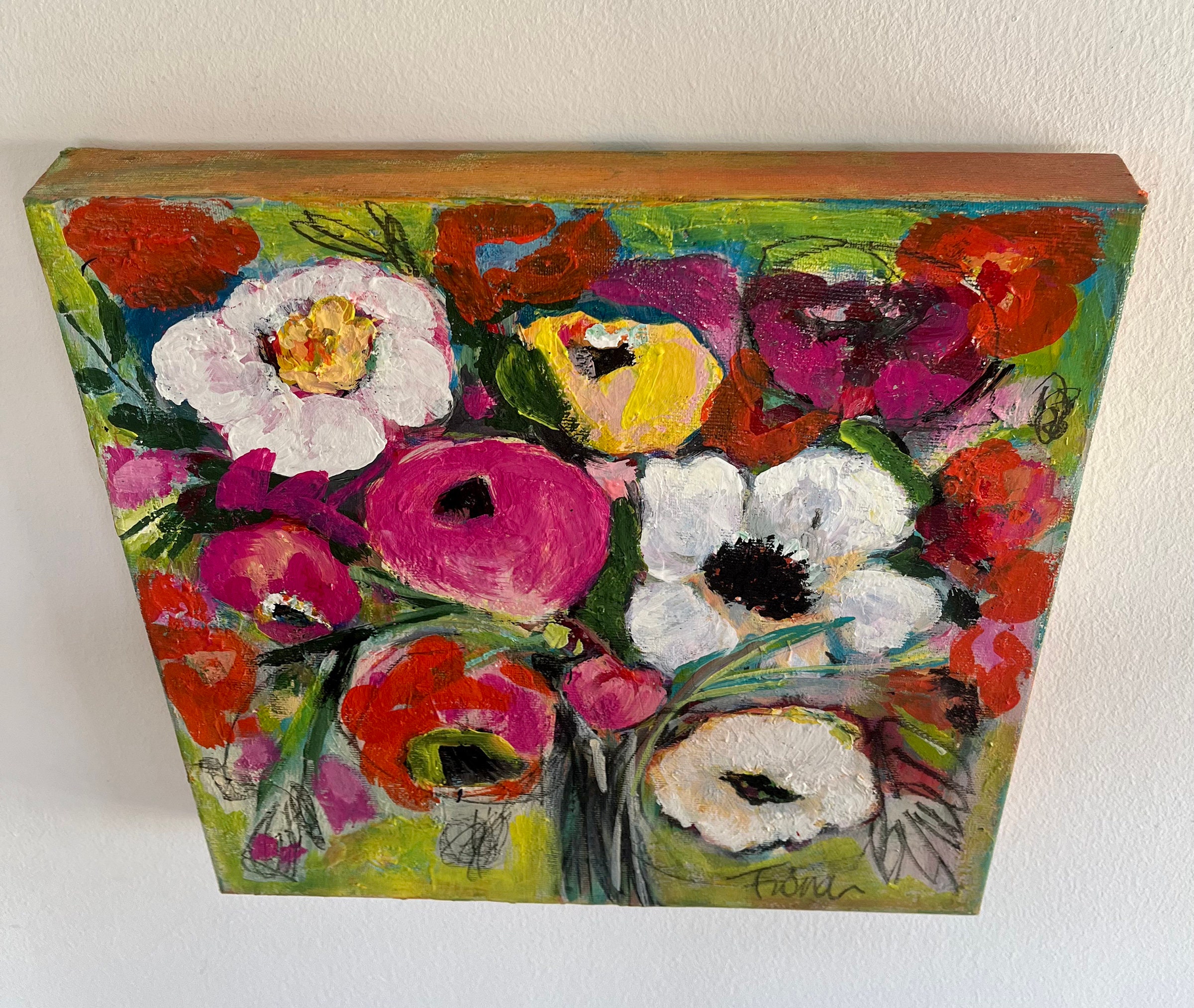 Tropical Punch - Fiona Collins Original Acrylic Canvas - 12" X 12" X 1. ...