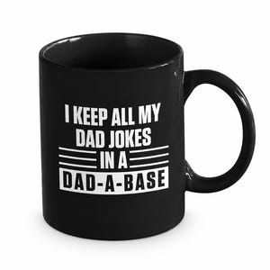 Dad-A-Base Tasse Lustiger Papa Witz Kaffeetasse 11 Unzen 15 Unzen, schwarzes Retro Vintage Vatertagsgeschenk für Papa, Geeky Dad Tasse