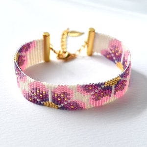 Bead loom pattern, bead loom bracelet, loom bracelet pattern, bead loom bracelet pattern, flower loom pattern, flower bracelet, floral loom image 4