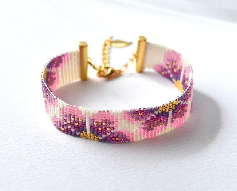 Bead loom pattern, bead loom bracelet, loom bracelet pattern, bead loom bracelet pattern, flower loom pattern, flower bracelet, floral loom image 4