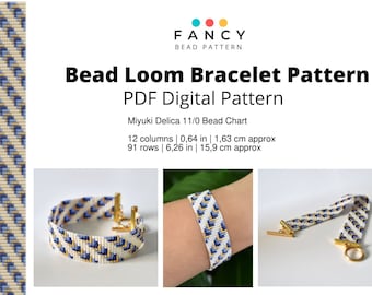 Loom Bracelet Pattern - Bead Loom Bracelet - Loom Pattern Bracelet - Miyuki Bracelet Pattern - Art Deco Bead Loom Bracelet