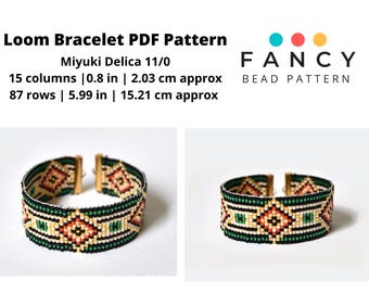 Geometric Pattern, Art Deco Pattern Jewellry, Bead Loom Pattern, Loom Bracelet Pattern, Bead Loom Bracelet, Bracelet Pattern, Miyuki pattern