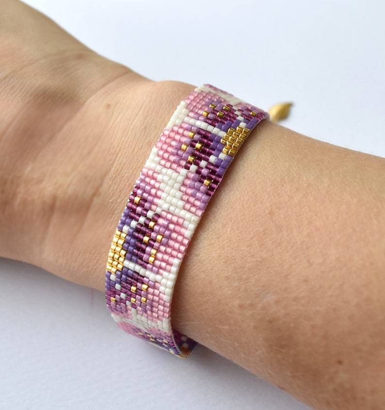 Bead loom pattern, bead loom bracelet, loom bracelet pattern, bead loom bracelet pattern, flower loom pattern, flower bracelet, floral loom image 9