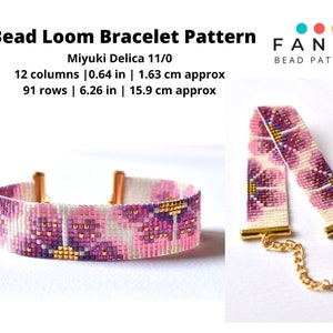 Bead loom pattern, bead loom bracelet, loom bracelet pattern, bead loom bracelet pattern, flower loom pattern, flower bracelet, floral loom image 2