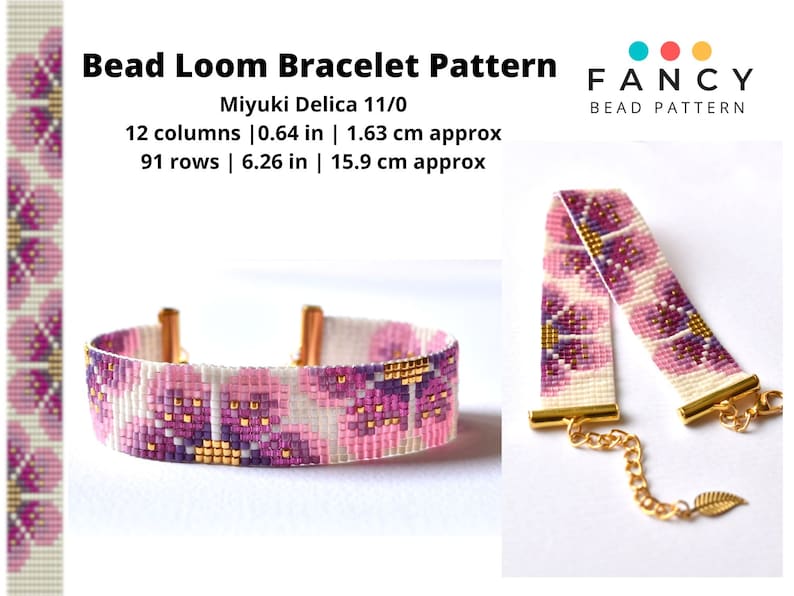 Bead loom pattern, bead loom bracelet, loom bracelet pattern, bead loom bracelet pattern, flower loom pattern, flower bracelet, floral loom image 2