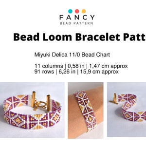 Loom Bracelet Pattern, Bead Loom Bracelet Pattern, Art Deco Bead Loom Bracelet, Loom Seed Bead Bracelet Pattern, Minimalist Loom Bracelet