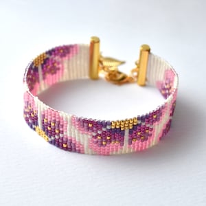 Bead loom pattern, bead loom bracelet, loom bracelet pattern, bead loom bracelet pattern, flower loom pattern, flower bracelet, floral loom image 5