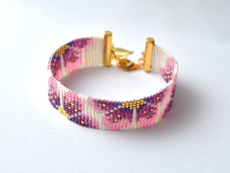 Bead loom pattern, bead loom bracelet, loom bracelet pattern, bead loom bracelet pattern, flower loom pattern, flower bracelet, floral loom image 5