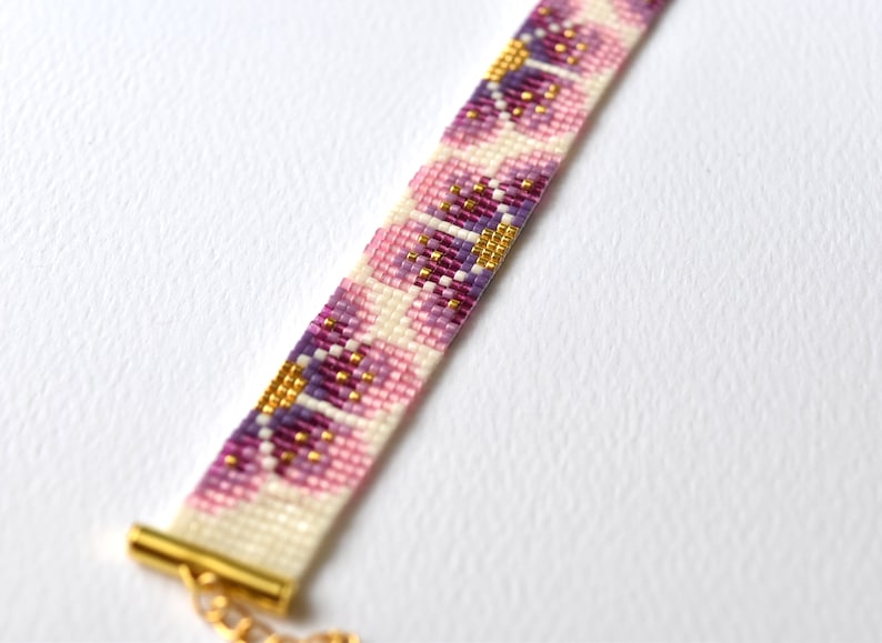 Bead loom pattern, bead loom bracelet, loom bracelet pattern, bead loom bracelet pattern, flower loom pattern, flower bracelet, floral loom image 3