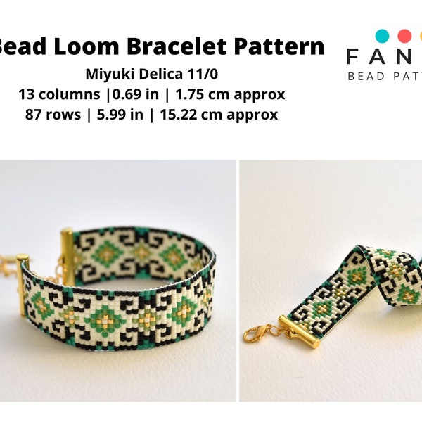 Bead loom pattern, bead loom bracelet, loom beading pattern, celtic loom pattern, celtic bracelet, art deco pattern, miyuki delica pattern