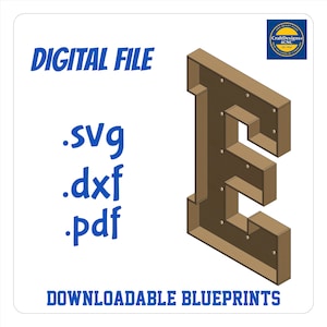 4FT Marquee Letter E Template: CNC & Printable Plans (svg dxf pdf Files)