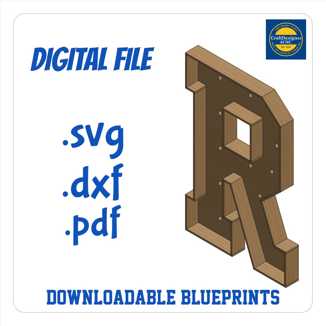 Letter R Template Solidworks 4FT Marquee Letter R Template: CNC & Printable Plans (svg Dxf Pdf Files ...