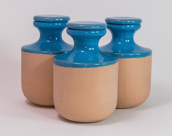 Oya terracotta buryable watering 500ml blue glazed terracotta – self-watering balcony planters and urban vegetable gardens, water saving, handmade