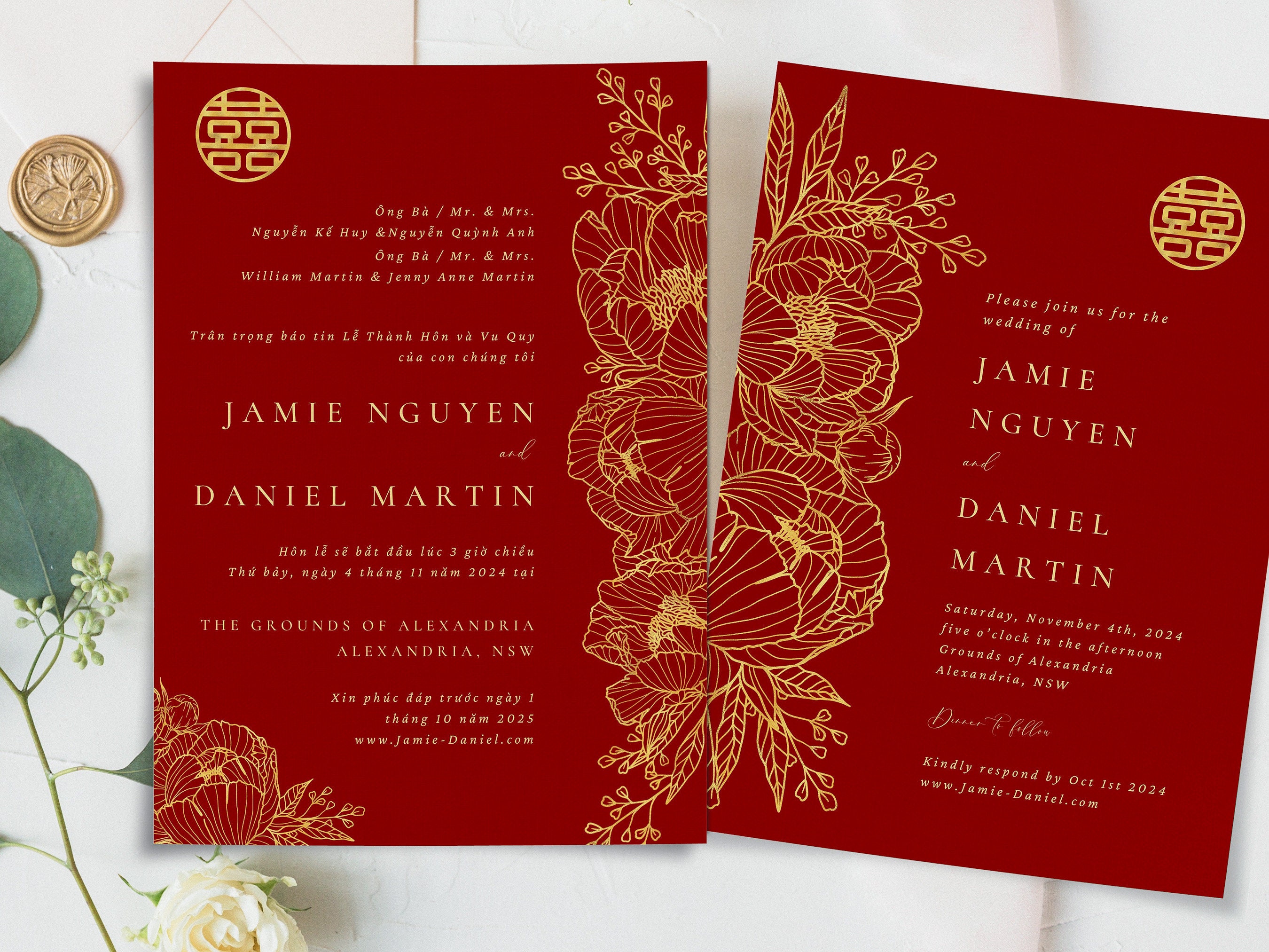 Vietnamese Wedding Invitation Template Viet Bilingual Wedding - Etsy
