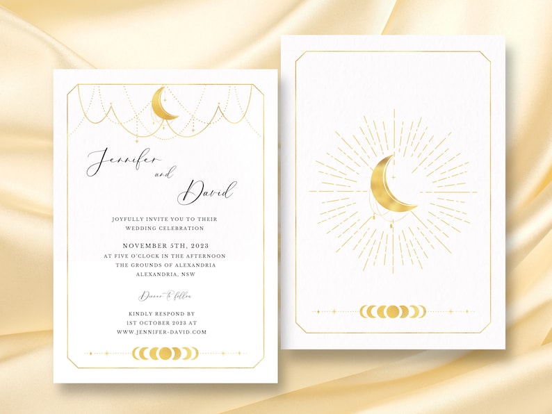 Celestial Wedding Invitation Constellation Wedding Party Editable Template Moon And Stars Invite DIY Customisable Printable
