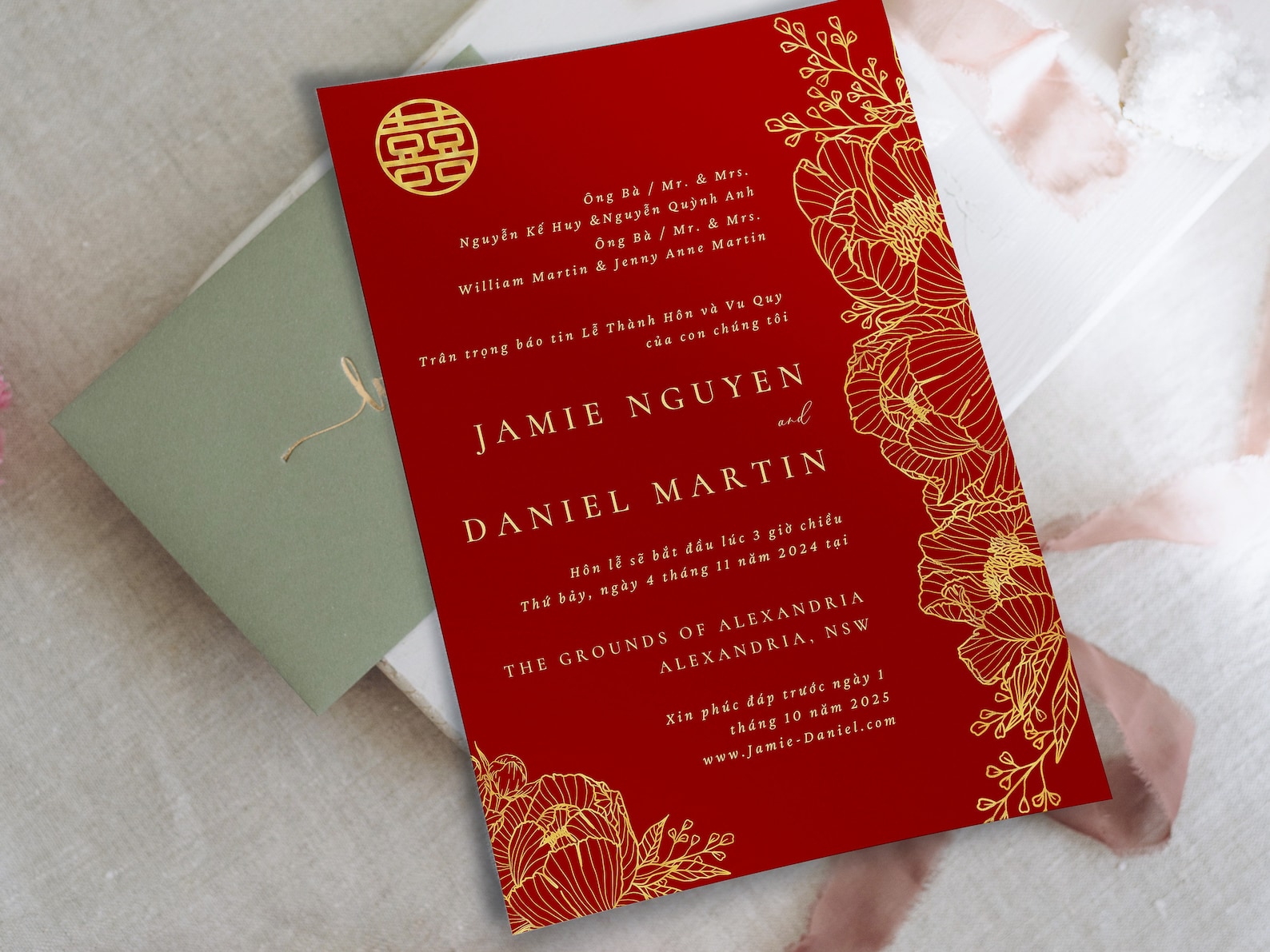 Vietnamese Wedding Invitation Template Viet Bilingual Wedding - Etsy
