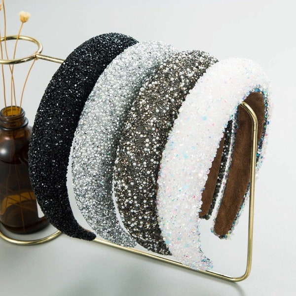 Sponge Headband, Full Diamond Pearl Accessories, Girl Headwear, Sparkle Headband, Resin diamond headband, women's Colorful fashion headband