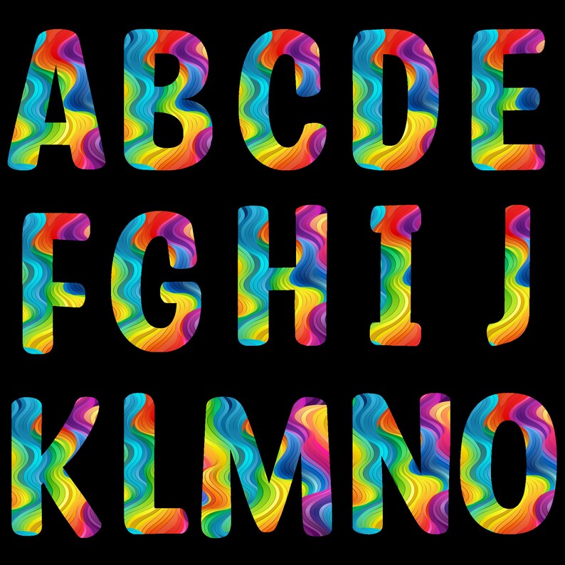 Rainbow Alphabet Rainbow Letters Rainbow PNG Etsy